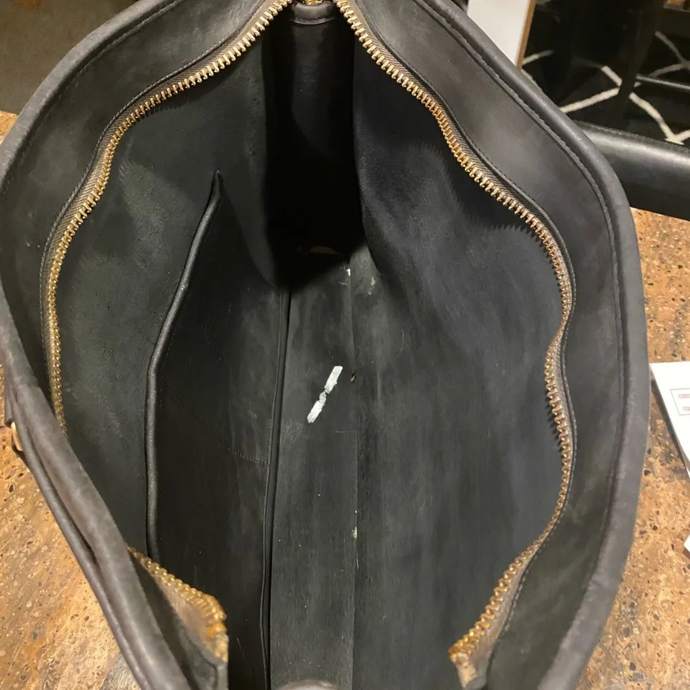 Coach black leather briefcase unisex
